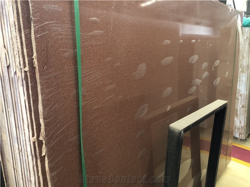 Inorganic Cement Red Terrazzo Polished Slabs